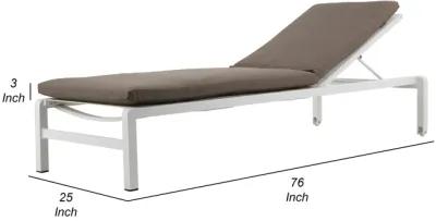 76 x 25 Outdoor Lounger Cushion, 2 Inch Thick Padding, Modern Gray Fabric-Benzara