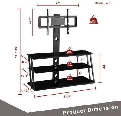 Hivvago MultiFunctional Angle And Height Adjustable Tempered Glass TV Stand