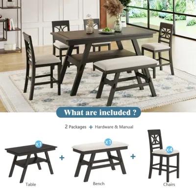 Merax Kitchen Dining Table Set with Bench and 4 Chairs