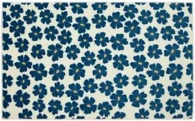 Simple Floral Aqua 2' x 3' 9" Kitchen Mat