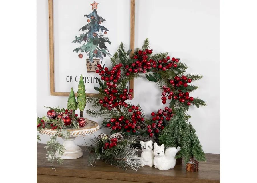 Frosted Red Berries and Foliage Artificial Christmas Wreath 18-Inch  Unlit