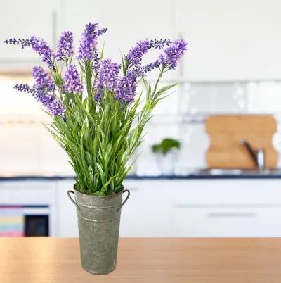 Silk Lilac Flower Arrangement In French pail - 20"