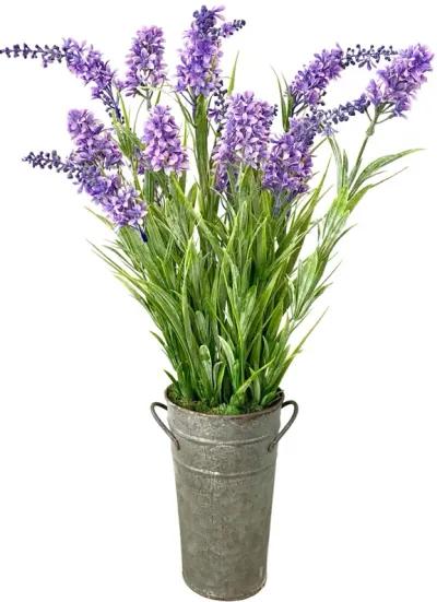 Silk Lilac Flower Arrangement In French pail - 20"