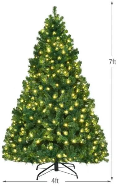 Hivvago 7/7.5/8 Feet Pre-lit Artificial Natural Christmas Tree with LED Lights