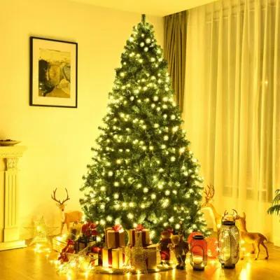 Hivvago 7/7.5/8 Feet Pre-lit Artificial Natural Christmas Tree with LED Lights