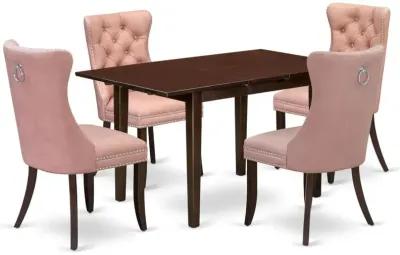 5 Piece Dining Set Consists of a Rectangle Wooden Table with Butterfly Leaf