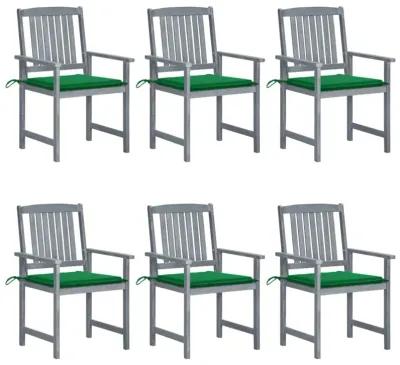 vidaXL Patio Chairs with Cushions 6 pcs Solid Acacia Wood Gray