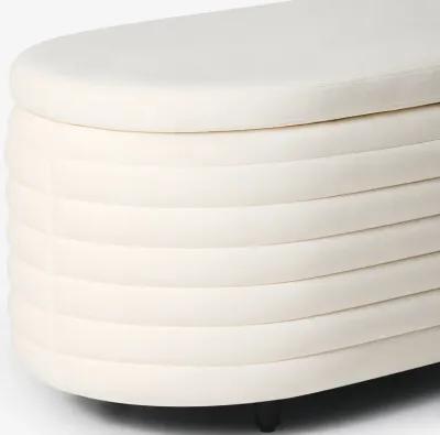 WestinTrends 54" Wide Mid-Century Modern Upholstered Velvet Tufted Oval Storage Ottoman Bench