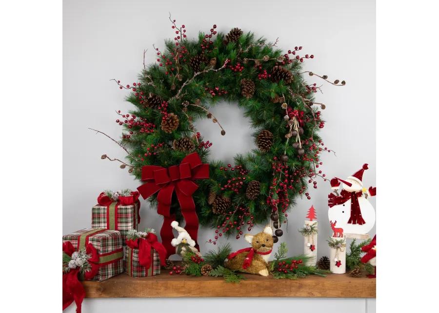 Green Royal Oregon Pine Artificial Christmas Wreath with Pinecones  48-Inch  Unlit