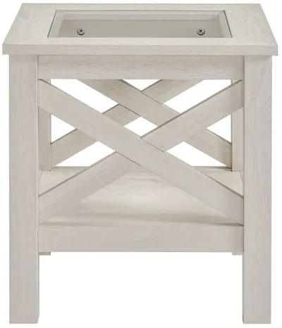 Cottage Style Living Room Media Console Table with Bottom Storage Shelf & X Bar