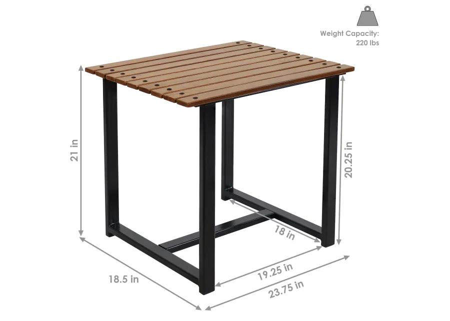 Sunnydaze 23.75 in European Chestnut Rectangular Patio Side Table - Brown