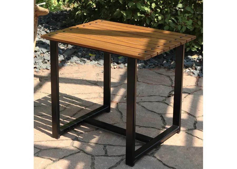 Sunnydaze 23.75 in European Chestnut Rectangular Patio Side Table - Brown