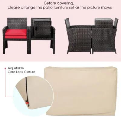 3 Pieces Patio Wicker Furniture Set with Storage Table and Protective Cover