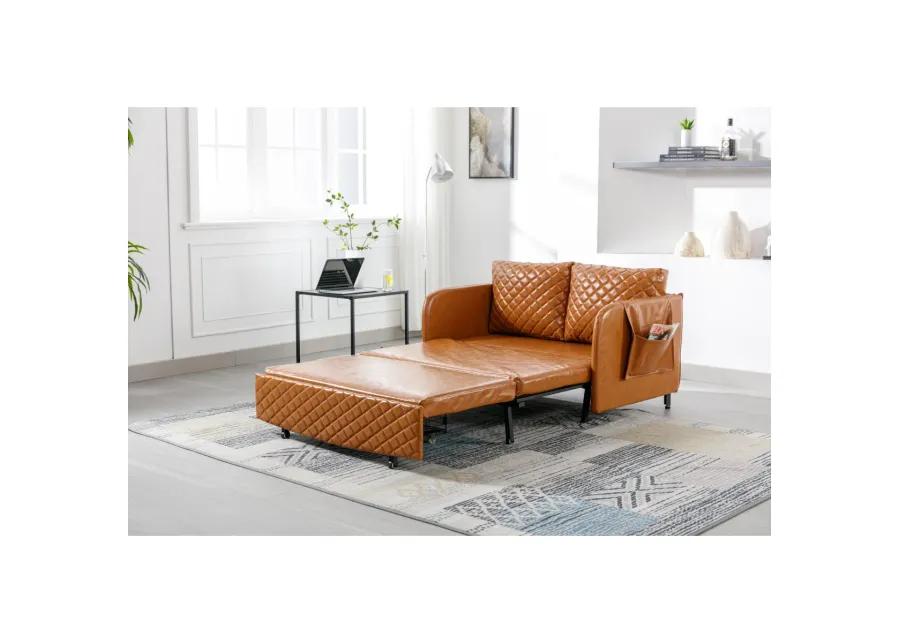 Convertible Sleeper Sofa Bed, Modern Velvet Loveseat Couch With Pull Out Bed, Small Love Seat