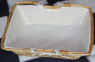 Rectangular Willow Basket with White Fabric Lining