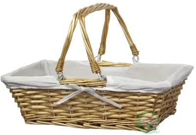 Rectangular Willow Basket with White Fabric Lining