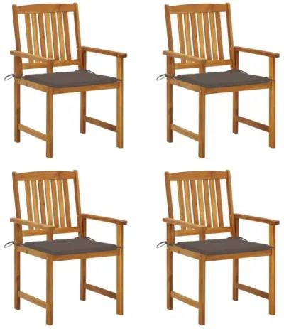 vidaXL Director's Chairs with Cushions 4 pcs Solid Acacia Wood