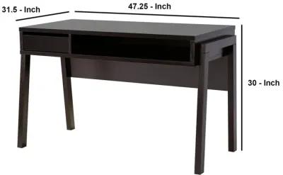 30 Inch 1 Drawer Wooden Office Desk, Dark Brown-Benzara