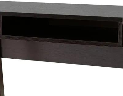 30 Inch 1 Drawer Wooden Office Desk, Dark Brown-Benzara