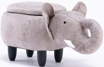 Grey Elephant Shaped Storage Ottoman