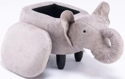 Grey Elephant Shaped Storage Ottoman