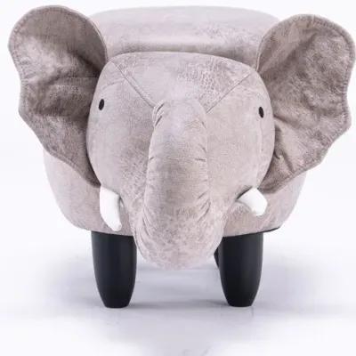 Grey Elephant Shaped Storage Ottoman