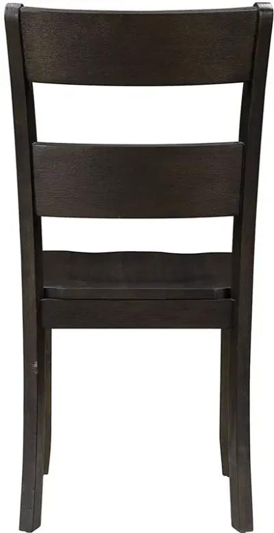 Transitional Wooden Side Chair with Ladder Backrest, Set of 2, Dark Brown - Benzara