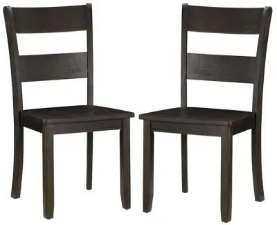 Transitional Wooden Side Chair with Ladder Backrest, Set of 2, Dark Brown - Benzara