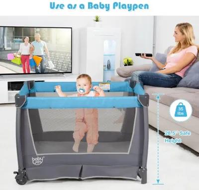 4-in-1 Convertible Portable Baby Play yard with Toys and Music Player