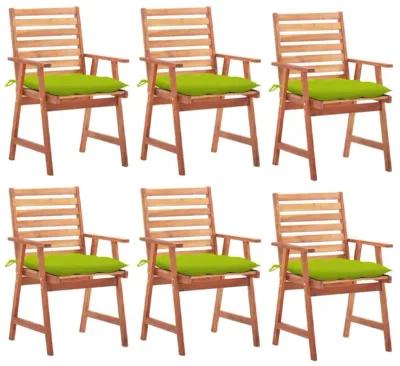 vidaXL Outdoor Dining Chairs 6 pcs with Cushions Solid Acacia Wood