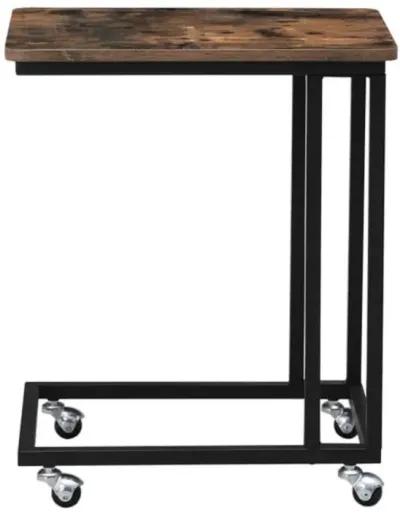 Hivvago Modern Industrial Side Table Nightstand TV Tray on Wheels