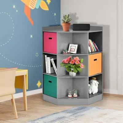 Hivvago 3-Tier Kids Storage Shelf Corner Cabinet with 3 Baskets