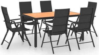 vidaXL 7 Piece Garden Dining Set Black and Brown