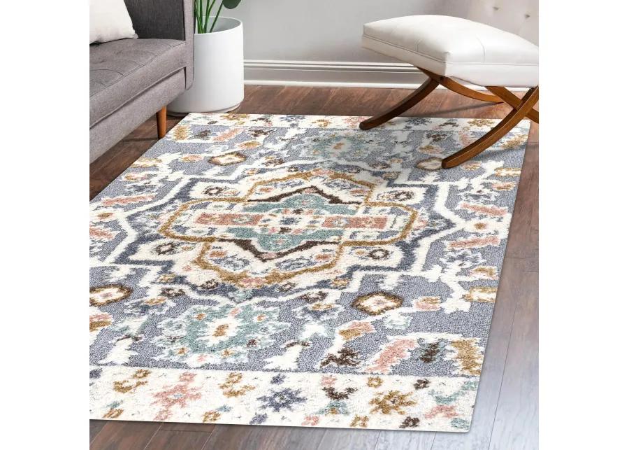 Aziza Persian Medallion High-Low Area Rug