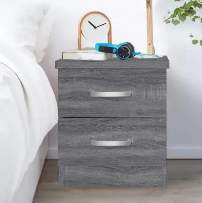 Better Home Products Cindy Faux Wood 2 Drawer Nightstand in Gray