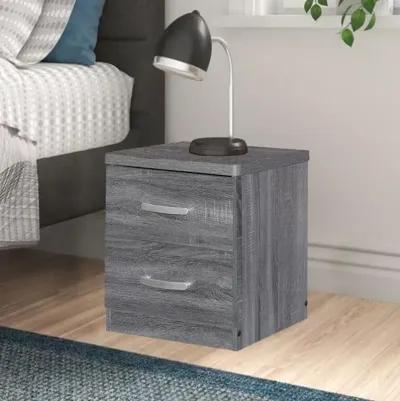 Better Home Products Cindy Faux Wood 2 Drawer Nightstand in Gray