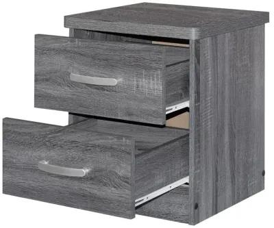 Better Home Products Cindy Faux Wood 2 Drawer Nightstand in Gray