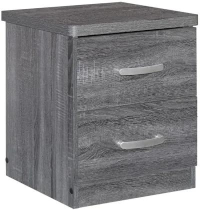 Better Home Products Cindy Faux Wood 2 Drawer Nightstand in Gray