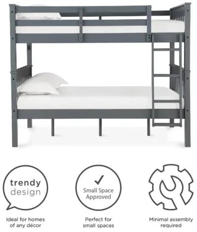 DHP Hurley Full-Over-Full Wood Bunk Bed with USB Port