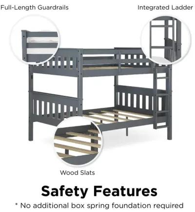 DHP Hurley Full-Over-Full Wood Bunk Bed with USB Port