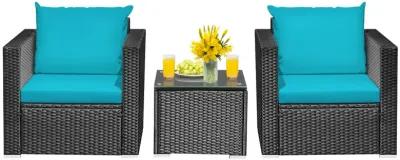 3 Pieces Patio Wicker Conversation Set�with Cushion