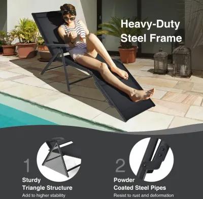 2 Pieces Foldable Chaise Lounge Chair with 2-Position Footrest