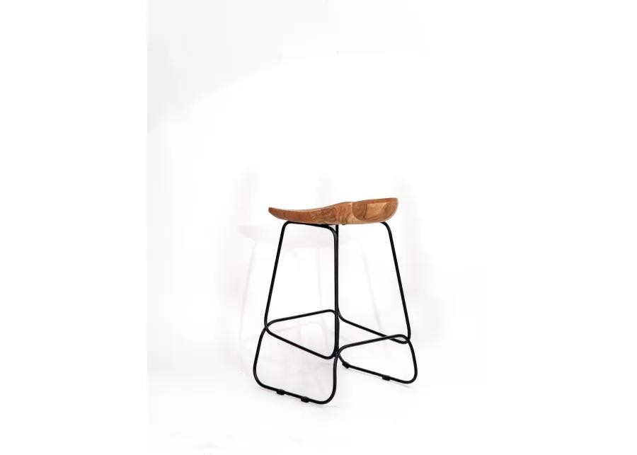 Handmade Eco-Friendly Vintage Acacia Wood & Iron Walnut Black Rectangle Chair 16"x16"x24" From BBH Homes