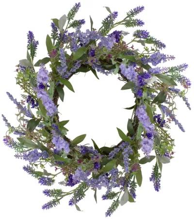 Lavender Artificial Spring Floral Wreath  Purple and Green - 18-Inch