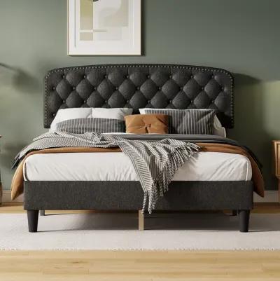 Adjustable Queen Headboard in Dark Grey Linen