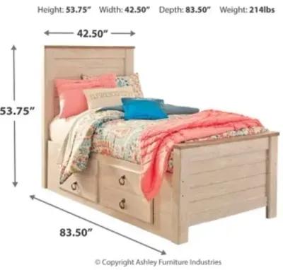 Willowton Twin Panel Bed with 2 Storage Drawers