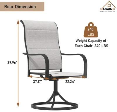 2 Piece Textilene Fabric Iron Frame Swivel Dining Chair