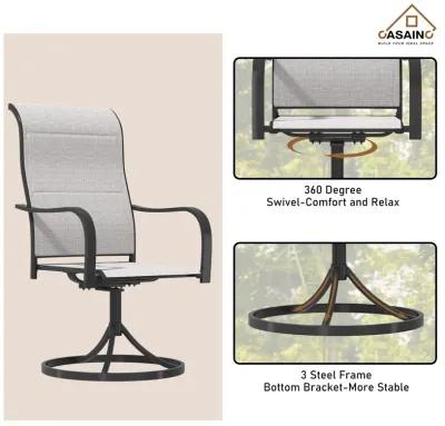 2 Piece Textilene Fabric Iron Frame Swivel Dining Chair