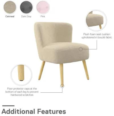 Elisha Boucle Kids Accent Chair with Natural Legs, Oatmeal