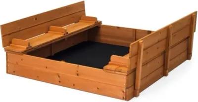 Hivvago Sturdy Brown Cedar Kids Complete Seated Bench Sandbox